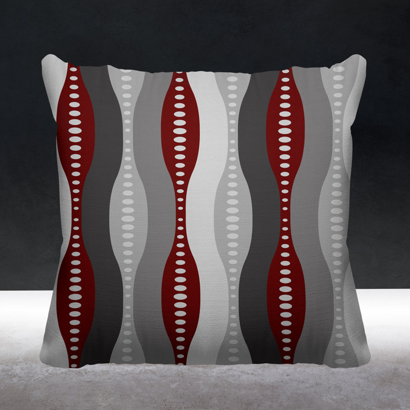 Jasmine Abstract Outdoor Reversible Throw Pillow, 17W" x 17H", Red