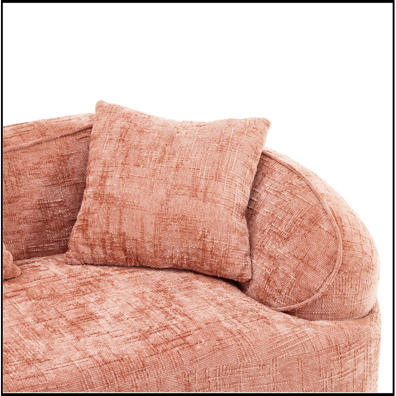 Canapé modulaire en chenille avec 4 coussins et siège moelleux, Rose