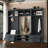4-in-1 Entryway Hall Tree with Storage Cabinets, Drawers & Coat Hooks-2014517711