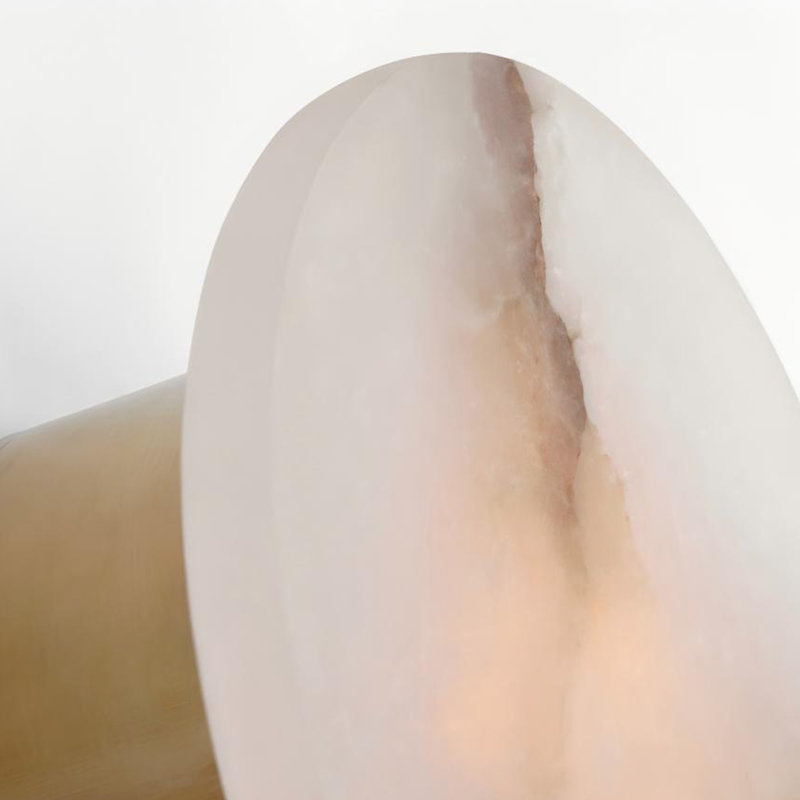 Round Wall Sconce With Natural Marble Shade, Gold