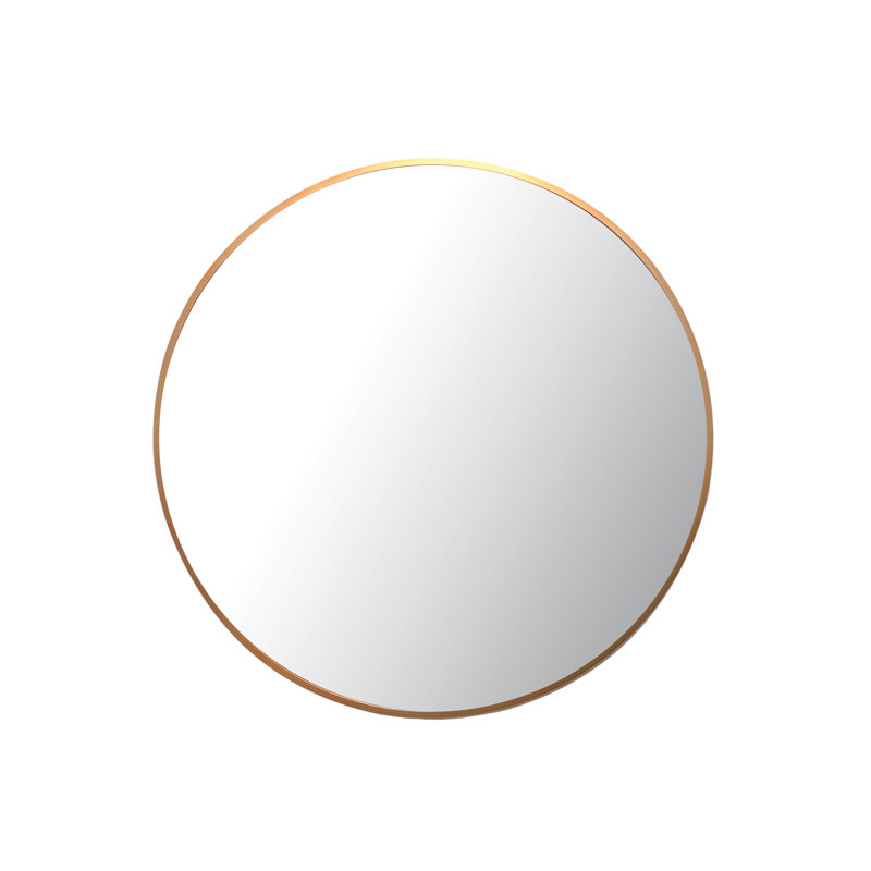 Metal Framed Wall Mounted Bathroom / Vanity Mirror, Gold, 68.58cm H x 68.58cm W