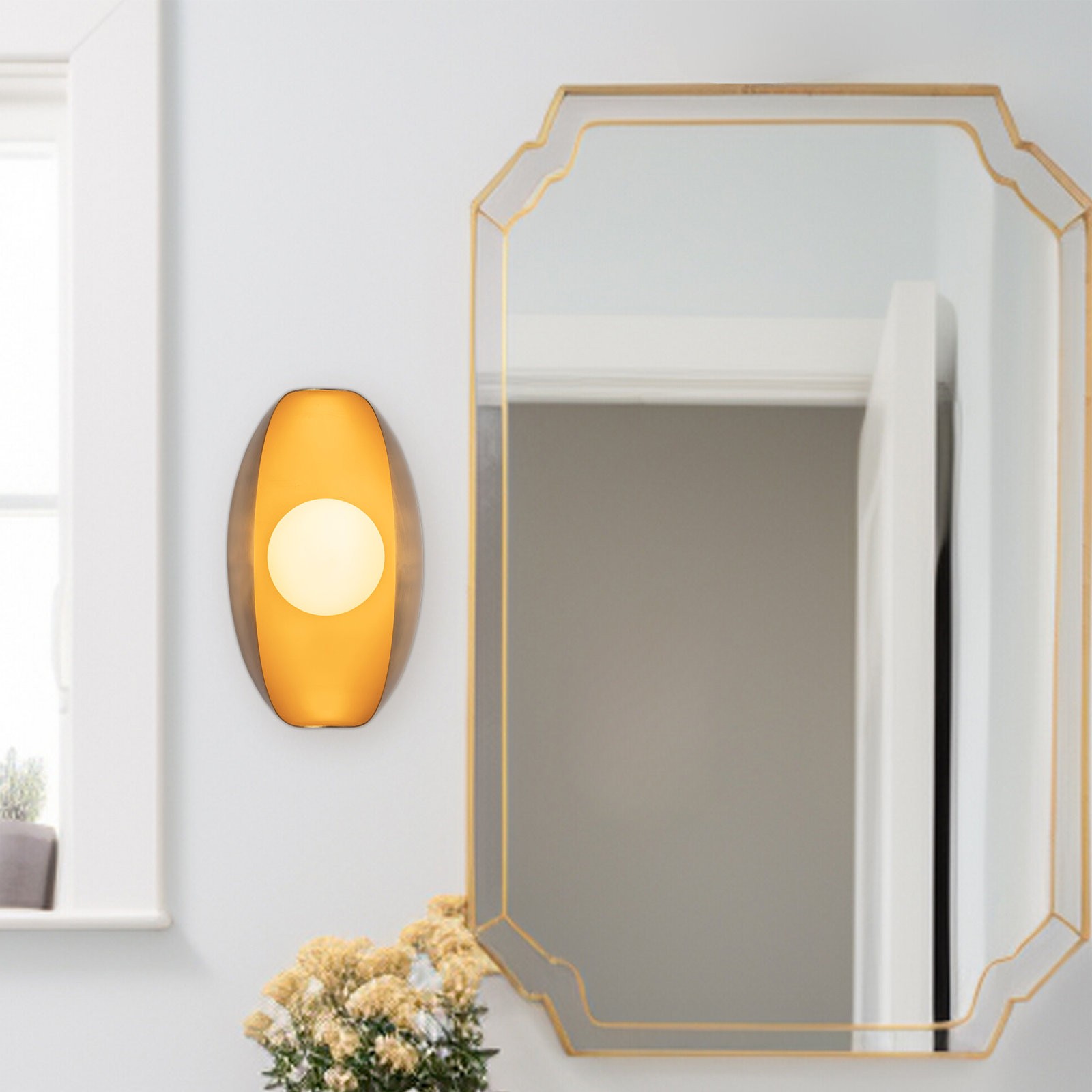 Single Light Dimmable LED Vanity Light, Antique Brass