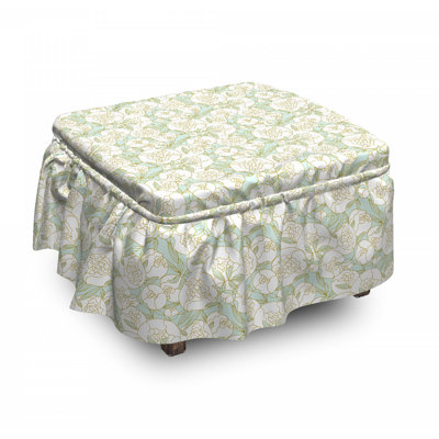 Housse pour repose-pieds pivoines