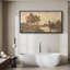 «Misty Riverbank Solitaire Tree», reproduction encadrée-111376761-96074598