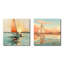 «Orange Sunset Sailing Paint I» - ensemble d'art mural en métal pour salon-579723331