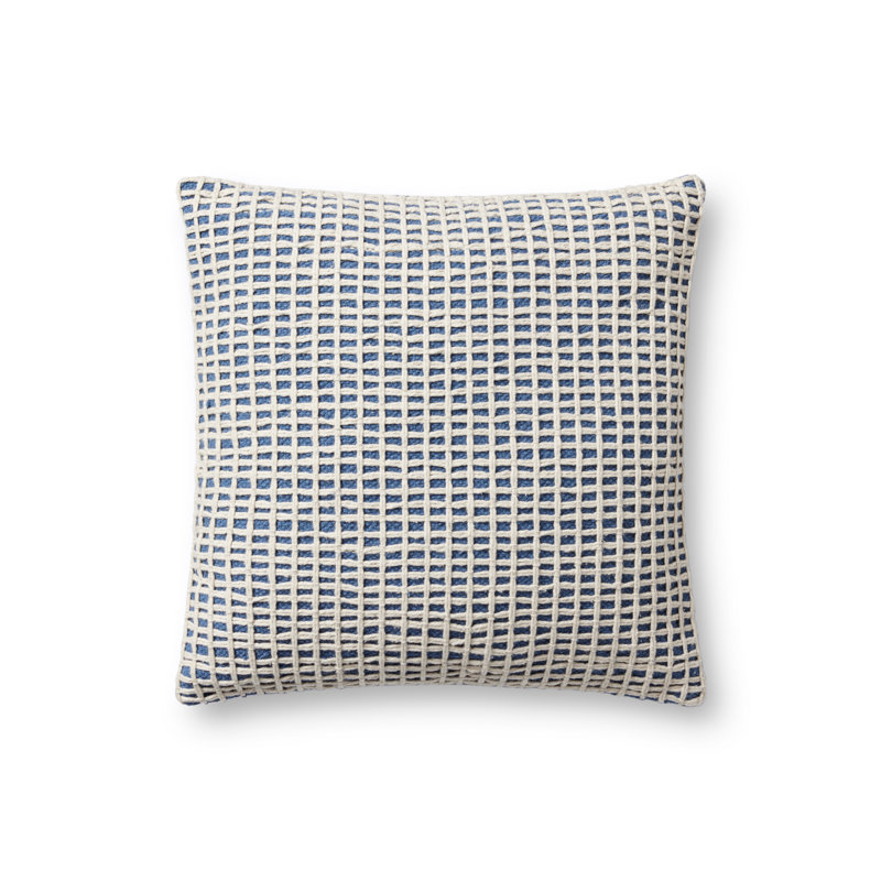 Coussin décoratif Loloi PLL0119, Polyester/ Bourre en polyester, Bleu/Ivoire