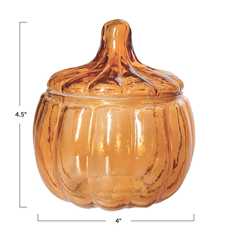 Amber Glass Pumpkin Jar with Lid