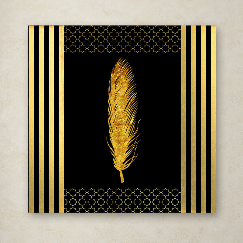 «Black & Gold - Feathered Fashion» par LightBoxJournal - impression sur toile, H 14 po x l 14 po x P 2 po