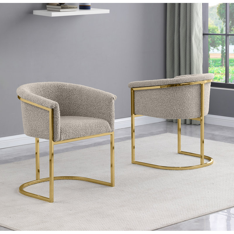 Chaises d'appoint en tissu avec base Boucle, Gris, Or