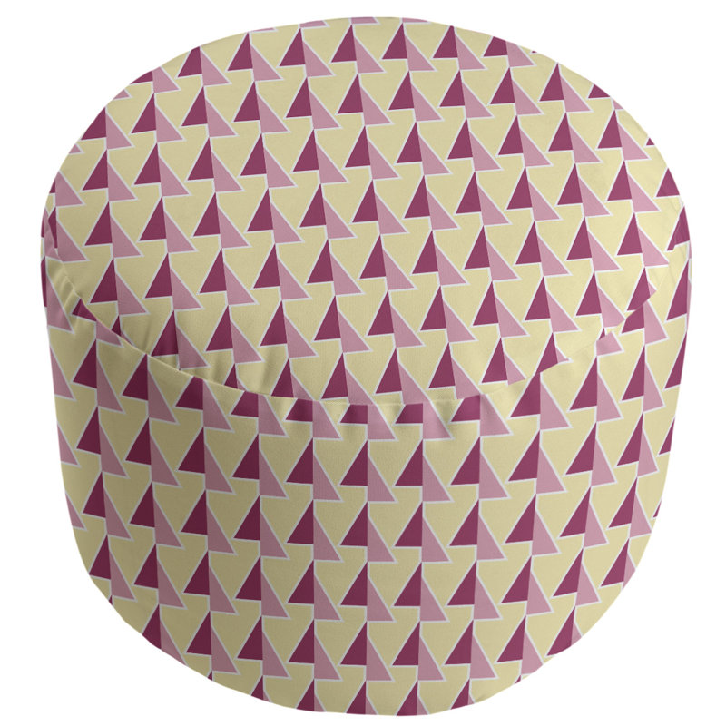 Upholstered Pouf, Pink/Yellow