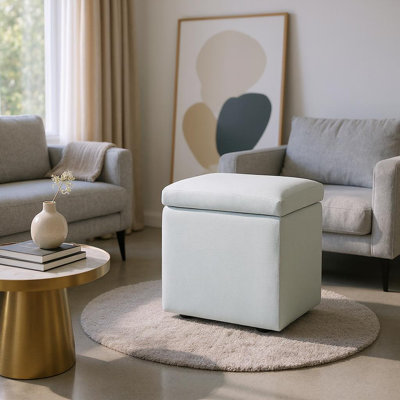 Storage Ottoman in Cotton Linen & Corduroy Options, 16.5"x16.5"x17.3", 18.7lbs - Footrest & Seat
