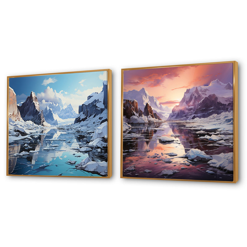 «Antartica Sublime Solitude Mute», 2 pièces, Cadre flottant doré, H 30 po x l 61 po