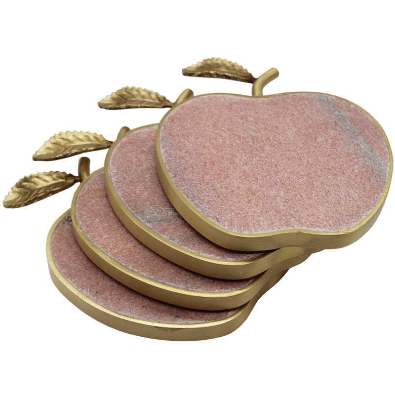 Ensemble de sous-verres en marbre rose, Rose