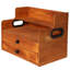 Organisateur de station de café rustique en bois avec 2 tiroirs, support de comptoir à 2 niveaux pour bar à café, sirops, K-Cups et accessoires de cuisine, l 14,4 po x P 8,8 po x H 10,7 po