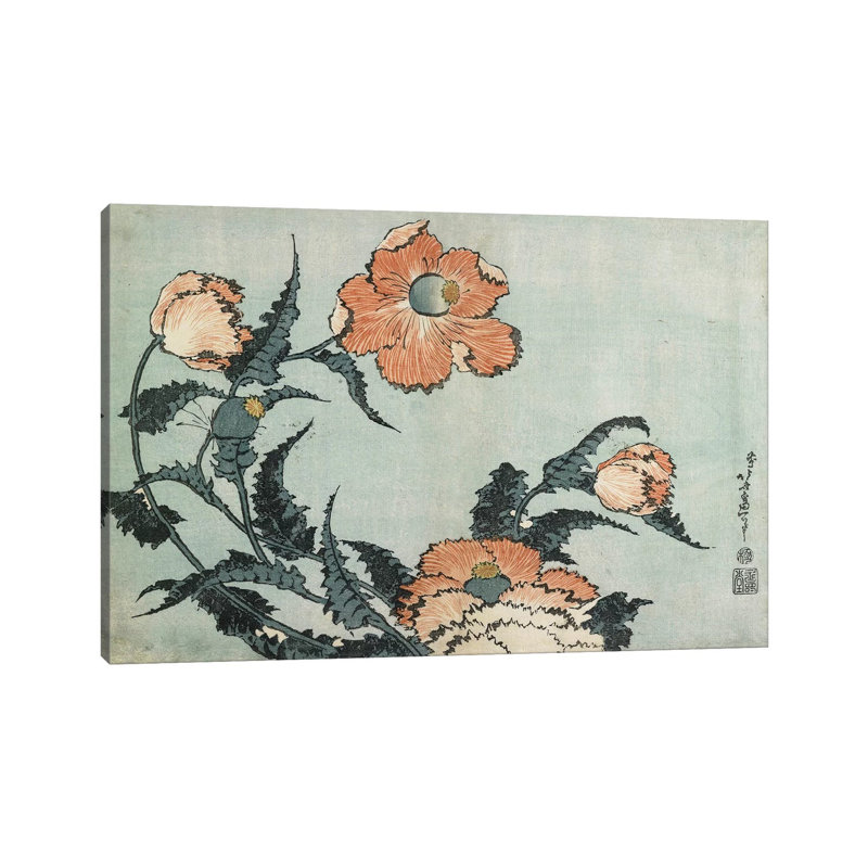 Poppies, C.1832 by Katsushika Hokusai - Wrapped Canvas Painting