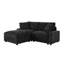 Canapé modulaire en L noir avec rangement, tissu modulaire en polyester avec rangement