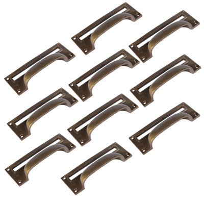 Hammer & Tongs - Filing Cabinet Cup Handle with Card Frame - W130mm x H50mm - Brass
