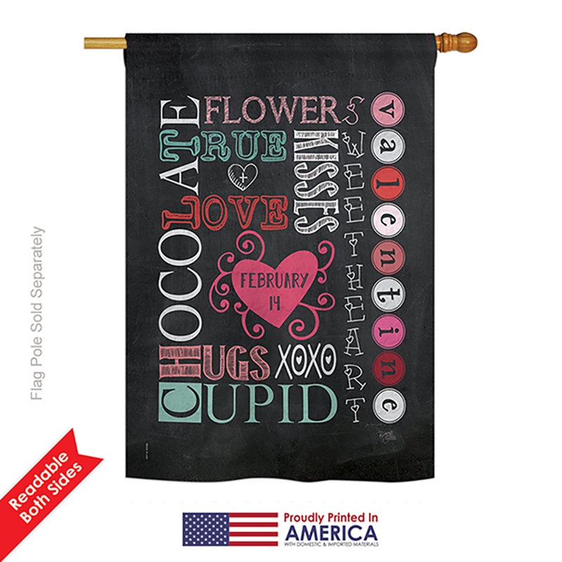 Double Sided 40'' H x 28'' W Polyester Valentine's Day House Flag