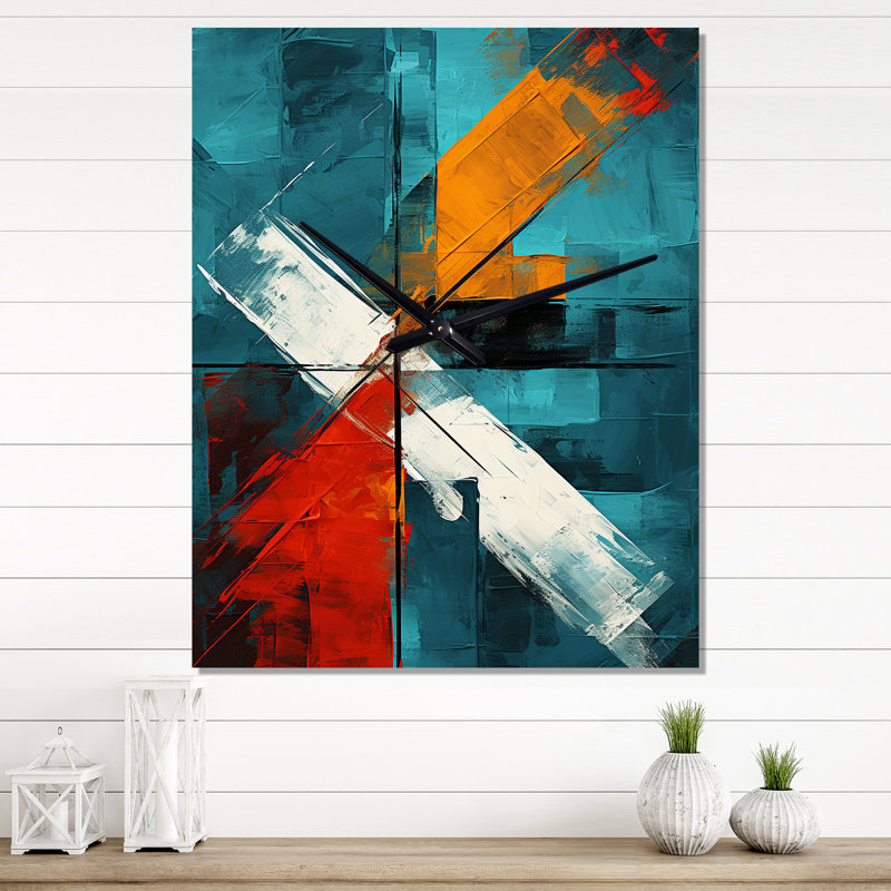 Impossible Logic Of Love Abstract In Teal - Peinture abstraite d'horloges murales, Moyen