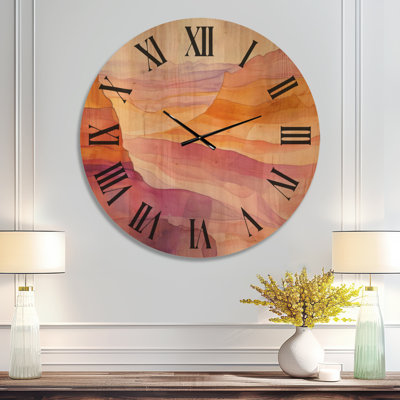 Oversized Canyon Silent Wood Wall Clock – Hued Cliffs Blending into Purple Canyons