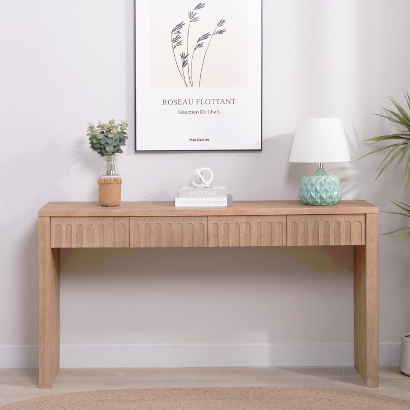 Console moderne avec 4 tiroirs - 59,2 po, Naturel