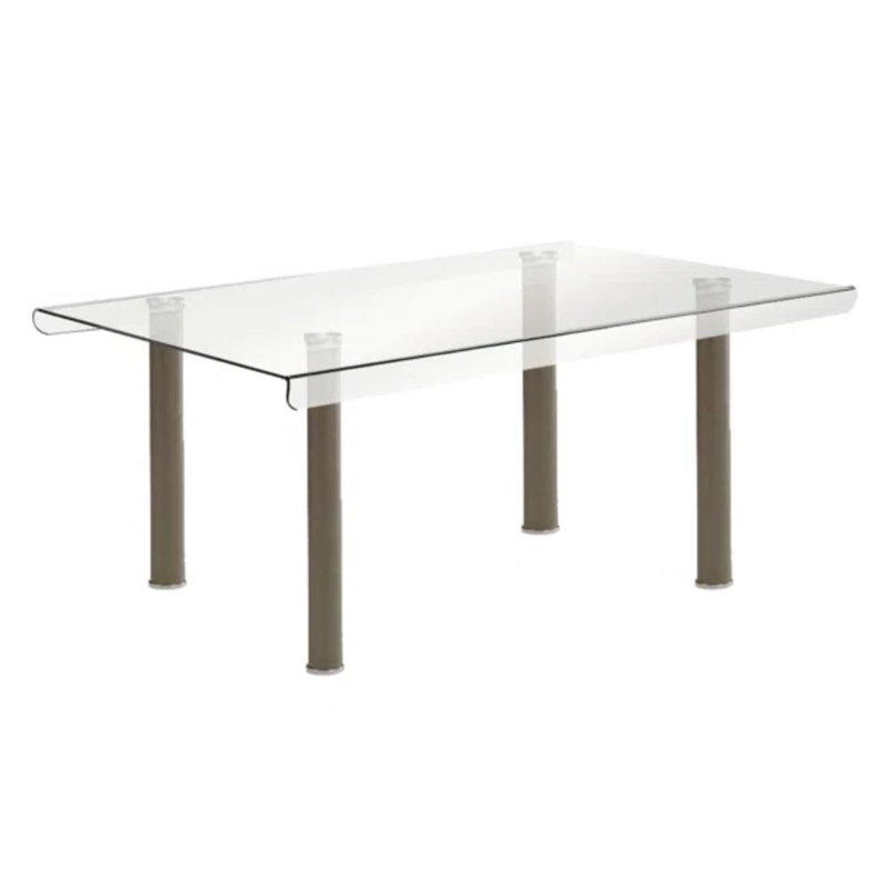 Iverly Chrome Glass Top Dining Table