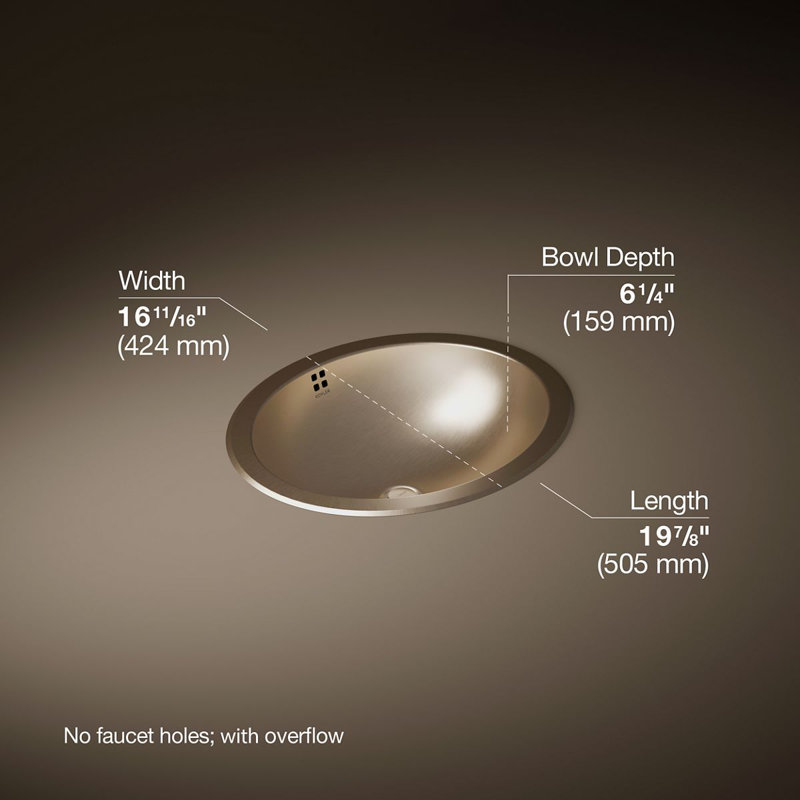 Bachata®20" Oval Drop-In/Undermount Bathroom Sink, No Overflow, Vibrant Brushed Bronze
