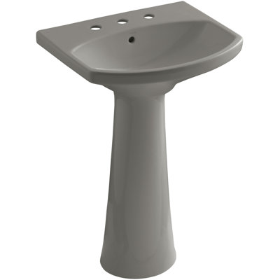 Lavabo de salle de bain piédestal en porcelaine vitrifiée avec trop-plein 26,81 po Cimarron