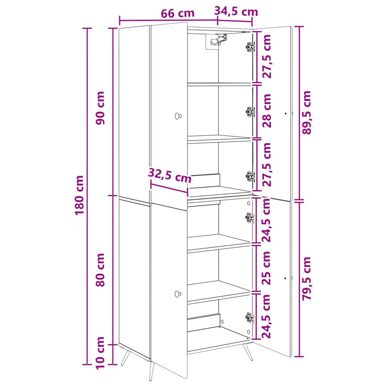 4 -Door 4 Storage Cabinet, Black