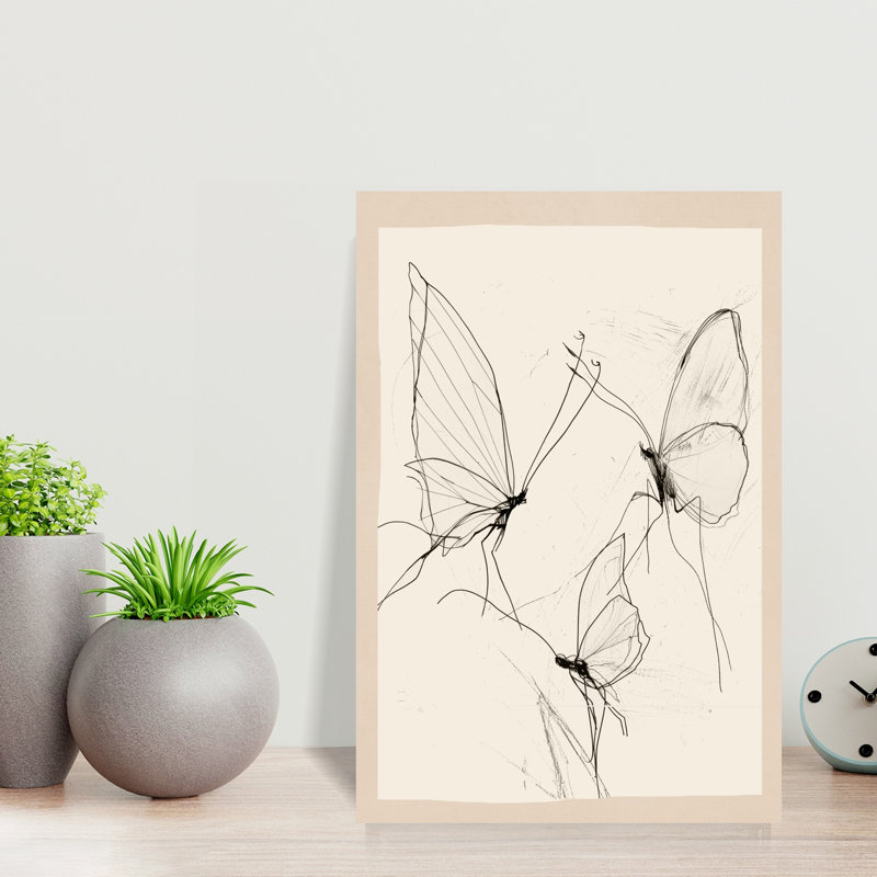 Croquis de papillon éthéré délicat et élégant, art mural nature éthéré, H 18 po x l 12 po