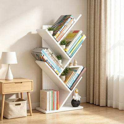 Petite tablette en forme d'arbre, bibliothèque de bureau à plusieurs niveaux en bois, tablette autoportante pour la décoration de la maison, du bureau ou de la chambre.