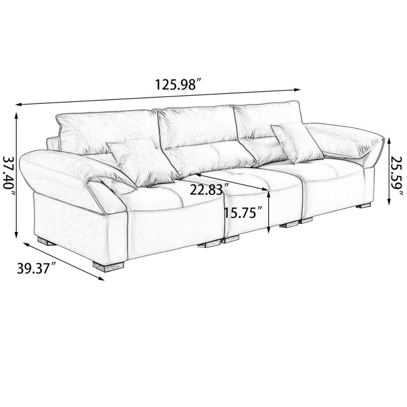 Canapé modulaire en similicuir, Beige, H 37,4 po x l 125,98 po x P 39,37 po, 5