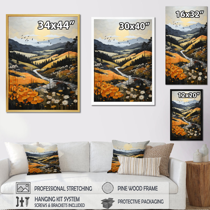 «Cartan Countryside Misty Morning Patchwork III», reproduction, Cadre photo noir, H 40 po x l 30 po x P 1,5 po