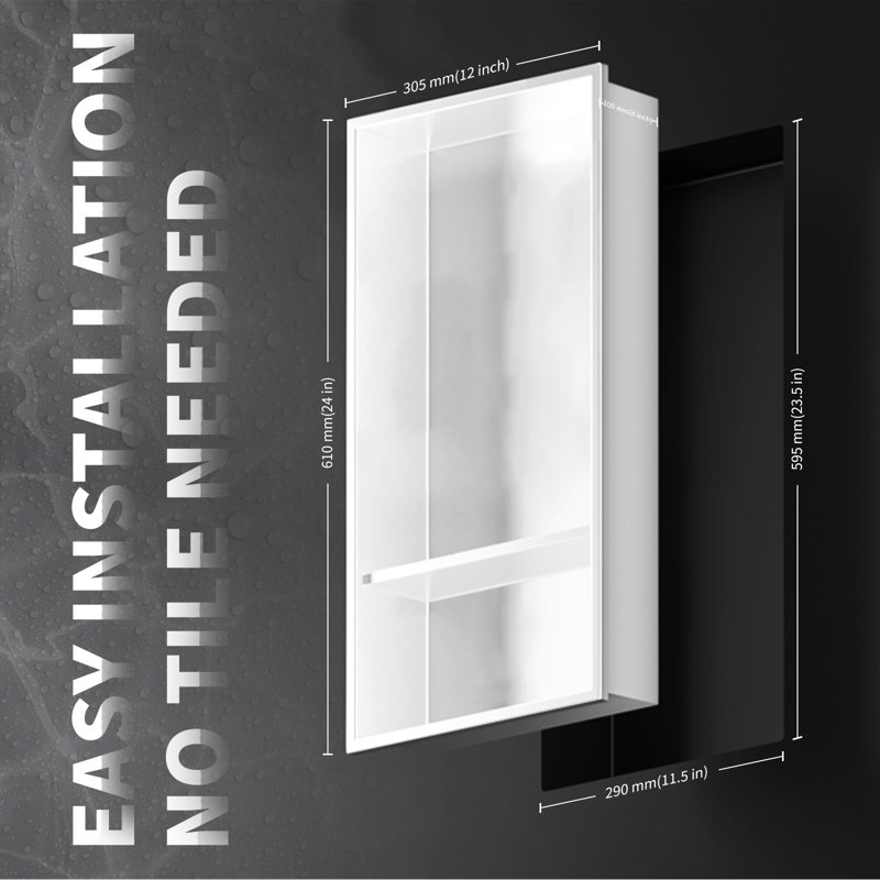 Petra blanc 13 po X P 19 po H x 4 po D Niche de douche, Blanc