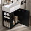 Meuble-lavabo moderne de 20 po avec lavabo en céramique, porte à motif de losanges, poignée dorée, tablettes de rangement latérales, barre à serviettes, panneau de fibres à densité moyenne, assemblage requis-1837492180