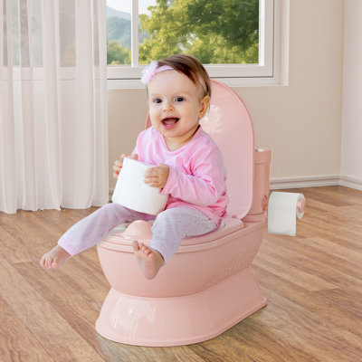 2-in-1 Toddler Potty Training Toilet with Detachable Training Seat, Covered Wipes Storage for Boys & Girls Ages 1-3 