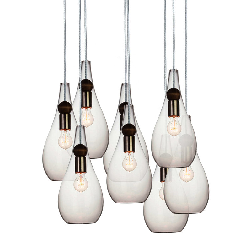 Earth 8 - Light Chandelier, 108" H x 18" W x 18" D, Brushed Nickel