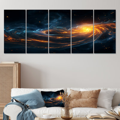 Blue And Orange Cosmic Nebula II - Planets 5 Piece Wall Art Set