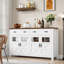 Buffet Almus de 55 po avec 4 portes en verre, 2 grands tiroirs et tablettes réglables-57167824