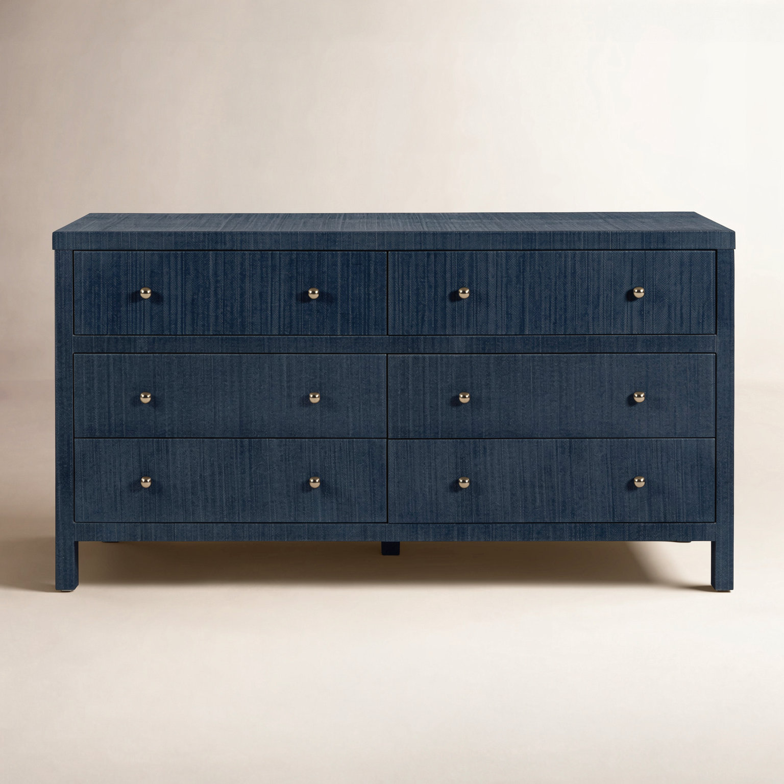 Celine 60 in. W Raffia 6 Drawer Dresser, Blueberry
