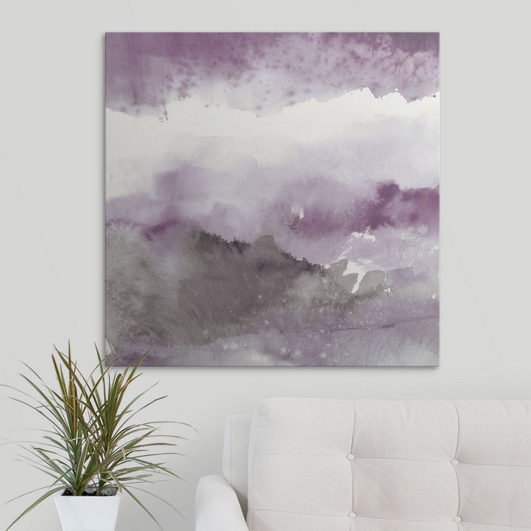 «Midnight at the Lake III Amethyst and Gray» par Mike Schick, reproduction d'art, H 24 po x l 24 po x p 1,5 po, Toile