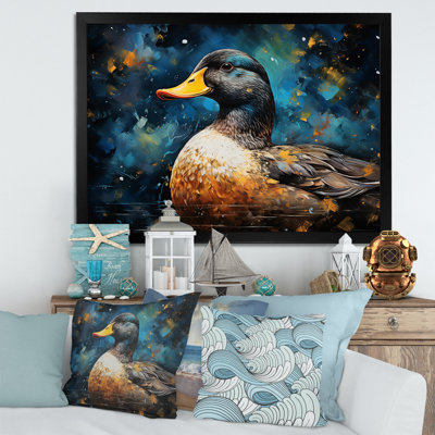 Canard bleu baroque «Elegance I», art mural animaux de canard