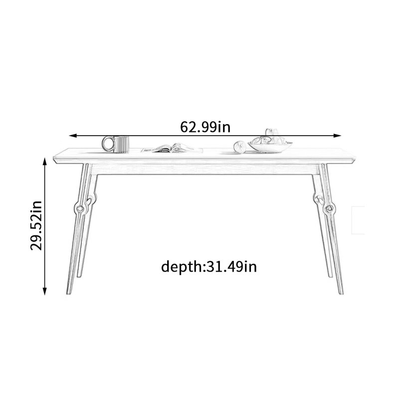 Elegant Durable Rectangular Rock Slab Dining Table, 29.52"H x 62.99"L x 31.49"W