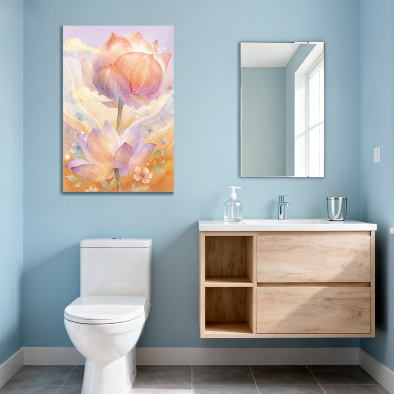 Plantes et fleurs Fleurs pastel douces sur fond de rêve, H 48 po x l 32 po