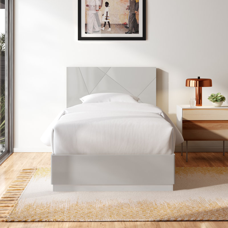 Mchenry Platform Bed, Twin, White Glossy Lacquer