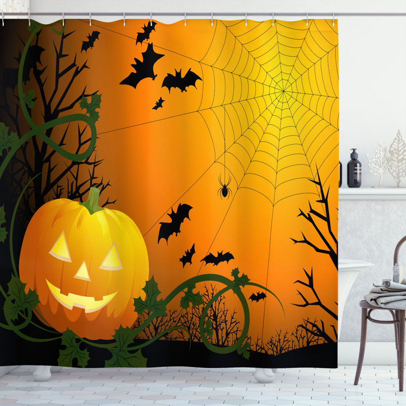 Spider Web Shower Curtain Set + Hooks, 70" H x 69" W