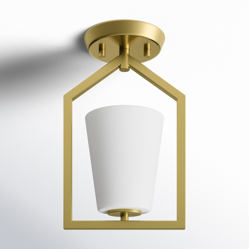 Glass Semi Flush Mount, Brushed Gold