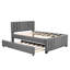 Lit plateforme double tapissier avec gigogne gris