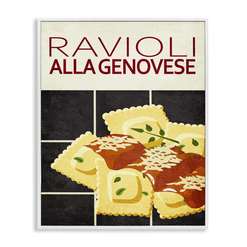Estampe numérique Ravioli, conçue par Kim Allen, H 30 po x l 24 po, Estampe numérique encadrée blanc bord de mer