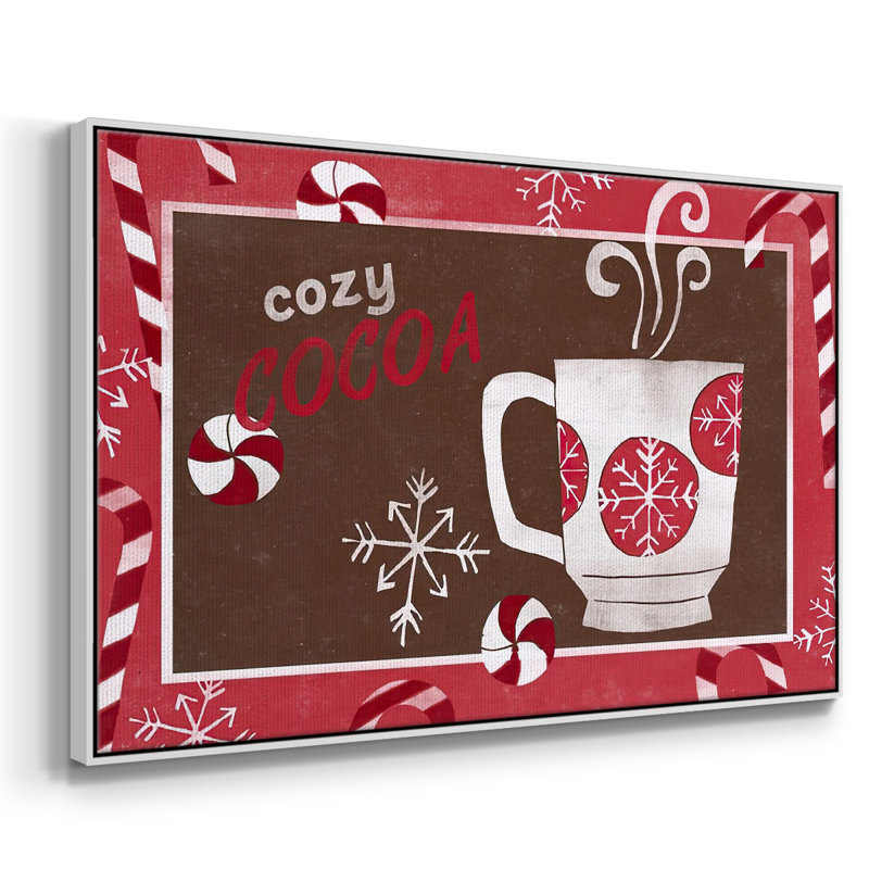 " Cozy Cocoa Christmas Collection A ", 17" H x 25" W x 1.5" D, White Floater Framed
